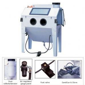 Industrial Sand Blaster Cabinet with 3 Doors #420L With Free Air Alteration Dust Collector System