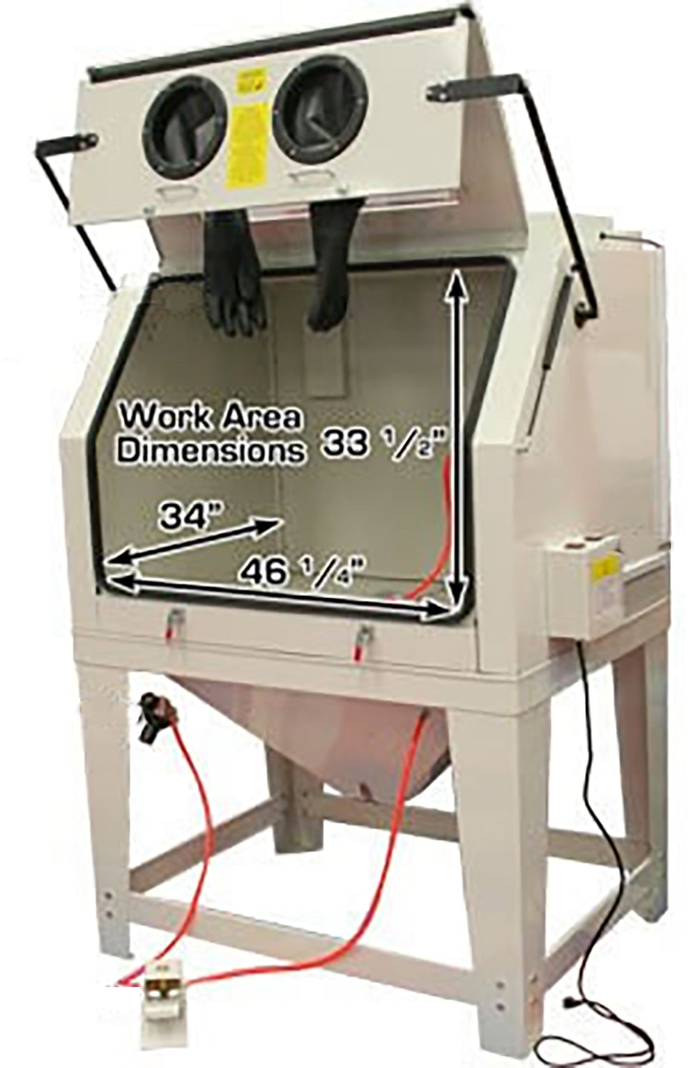 Industrial sand blaster cabinet 990L with large front opening WITH FREE AIR FILTERATION DUST COLLECTOR VACCUM